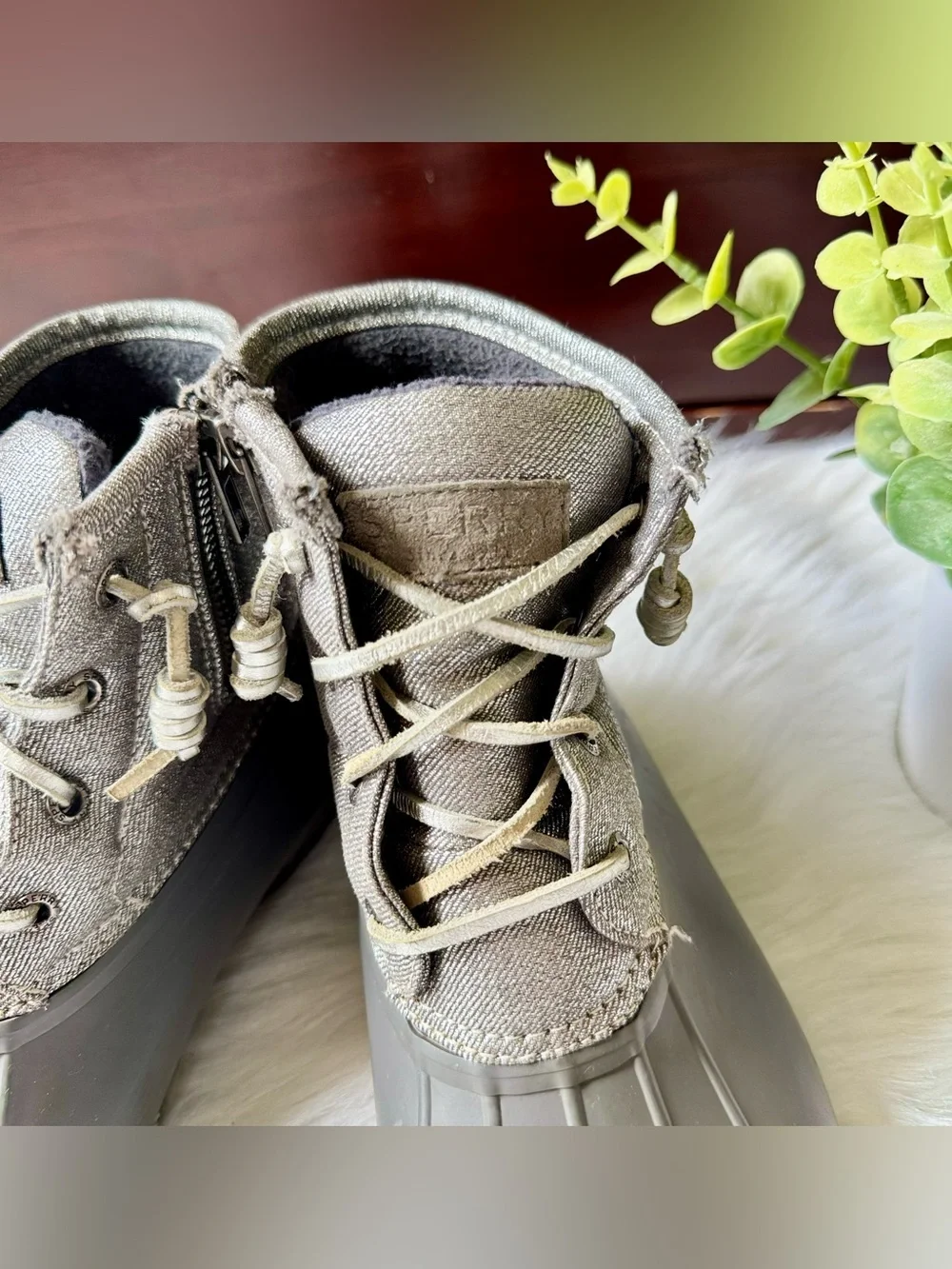 Preppy Fall Sperry Saltwater Waterproof Duck Boots‎ Gray 7.5